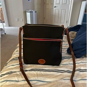 Dooney And Bourke Black Nylon Canvas Crossbody Bag.